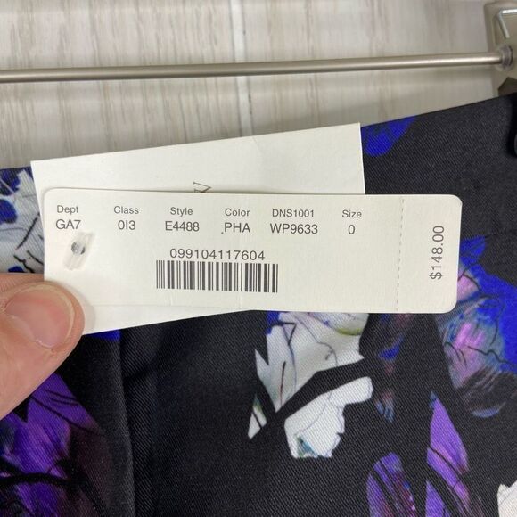 J.Crew Floral Patio Pants Cropped Black Blue Purple Size 0 NWT - Picture 4 of 5